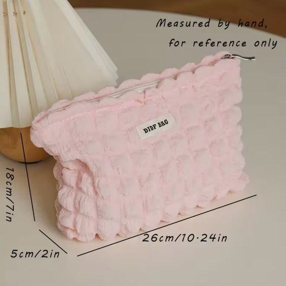 BUBBLE PUFFY PUFFER PINK ZIP TOP MAKEUP BAG-COSMETIC BAG-QUILTED-NEW - Picture 7 of 7